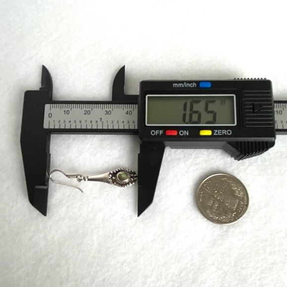 Sterling Silver 925 Dainty Abalone Elongated Dangle Drop Earrings - Picture 12 of 15